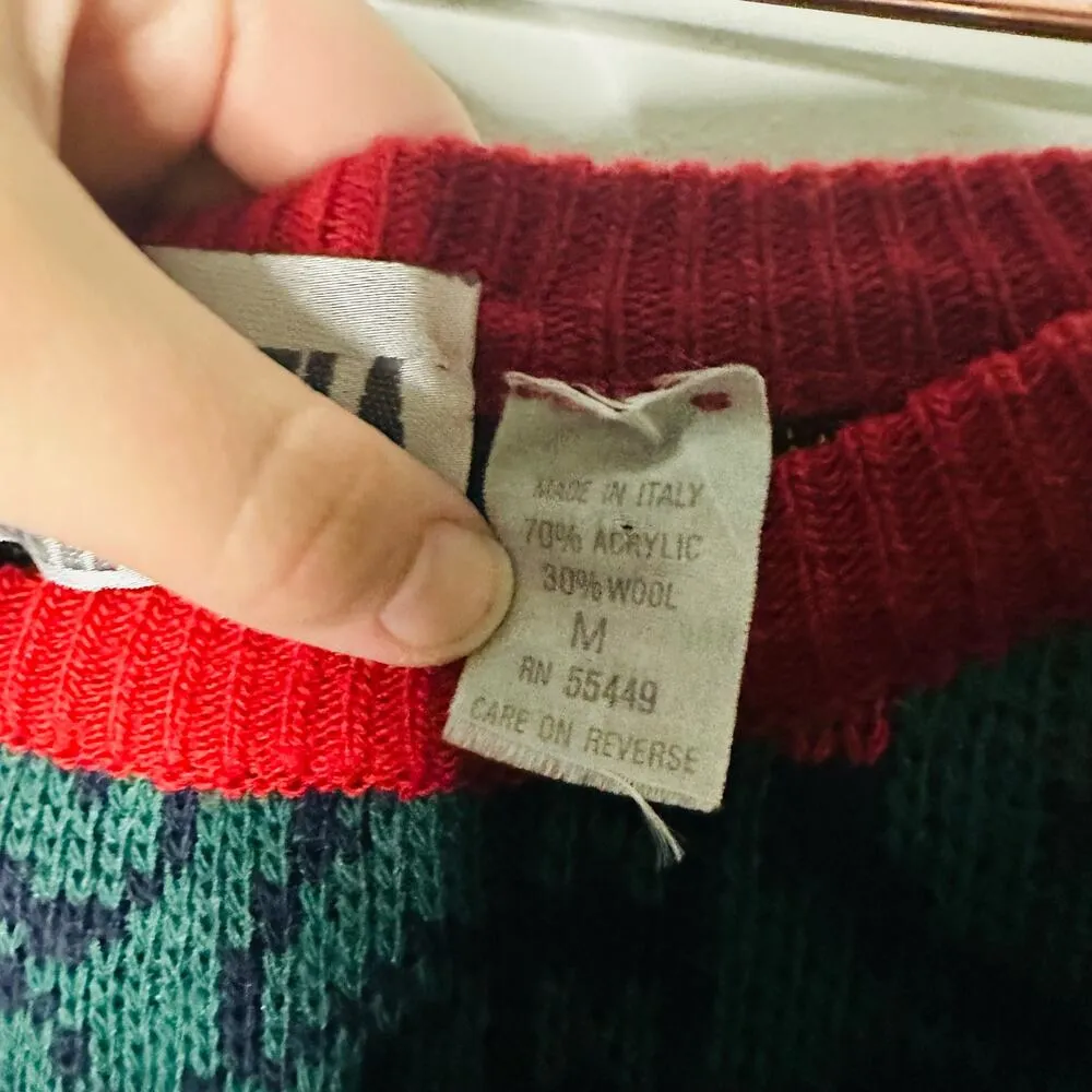 Vintage Tarrazia Red Green Holiday Crewneck Longsleeve Geometric Sweater Size M Size M - Image 8