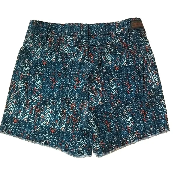 Levis Denim Jean Short Women 12 L Fray Hem Cut Off Festival Boho Print 4" Inseam - Image 2
