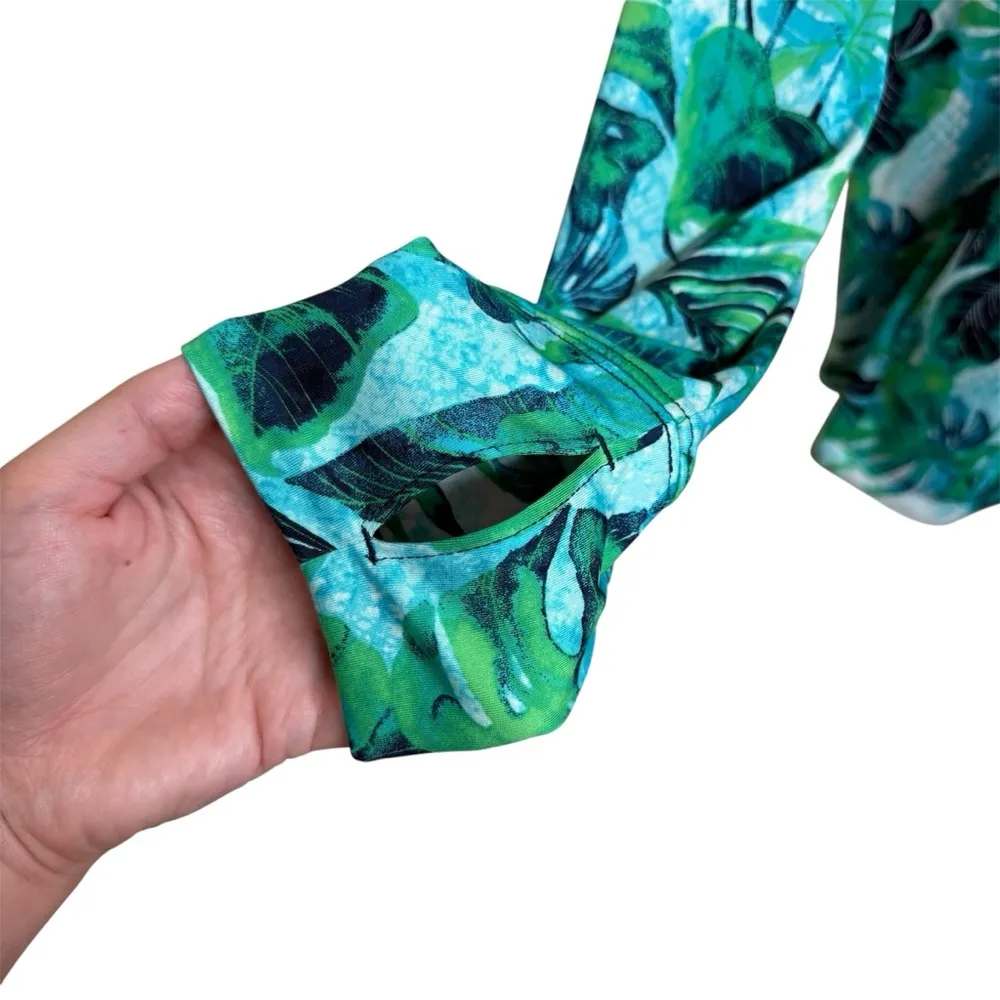 Tommy Bahama Azure Lagoon Women Size XL Long Sleeve Mock Neck 1/4 Zip Golf Shirt - Image 4