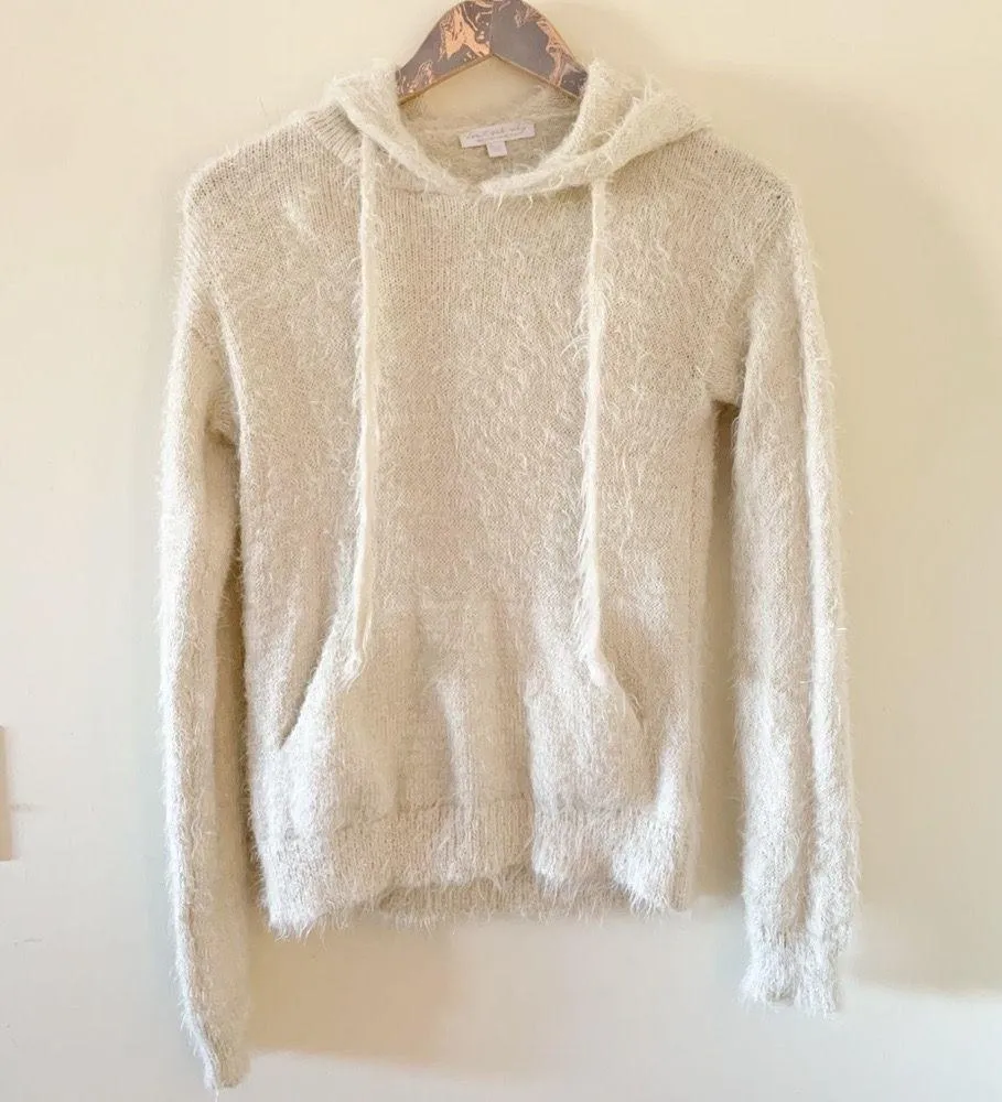 AEO Cream Eyelash boucle knit hooded Sweater - Image 6