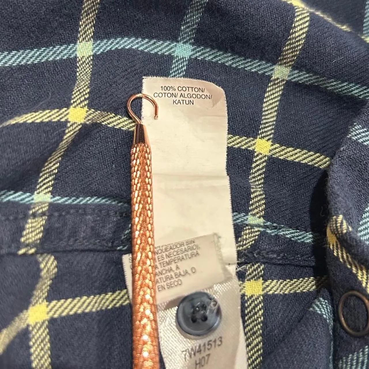 Lucky Brand Navy Plaid Western Snap-Up Shirt - Image 5