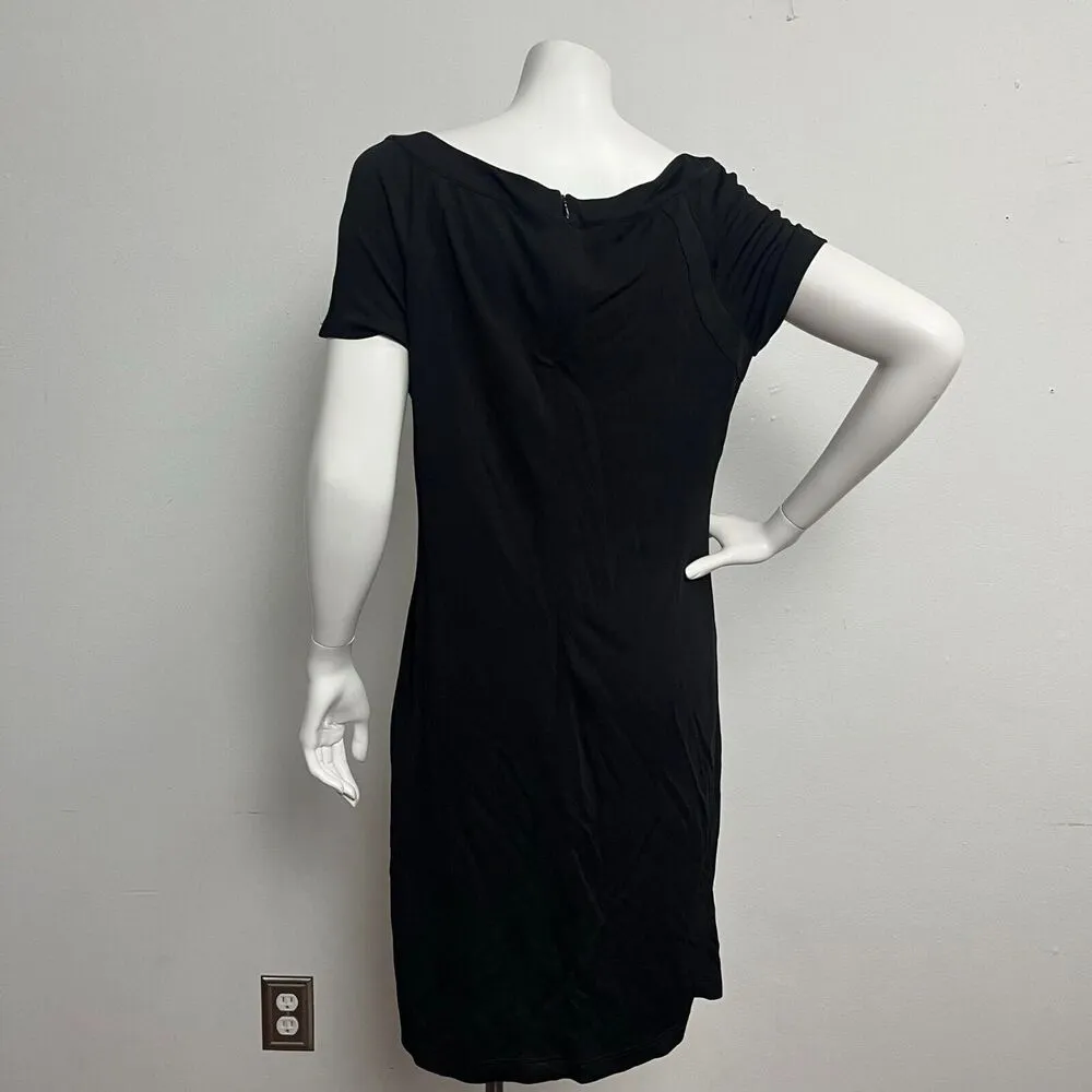 Lafayette 148 New York Women's Black Short Sleeve Sheath Dress Size 10 - Image 5
