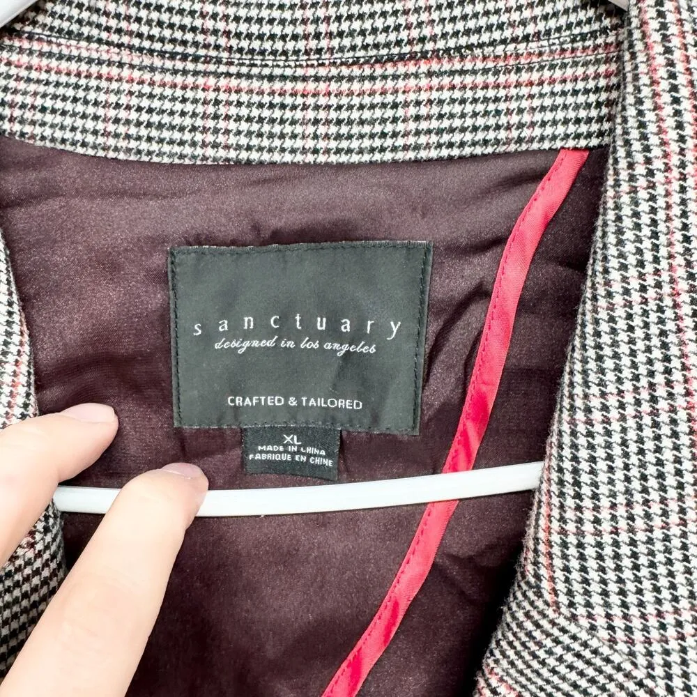 Sanctuary Oversized XL Heritage Boyfriend Blazer Black snd Red Glen Check Plaid - Image 2