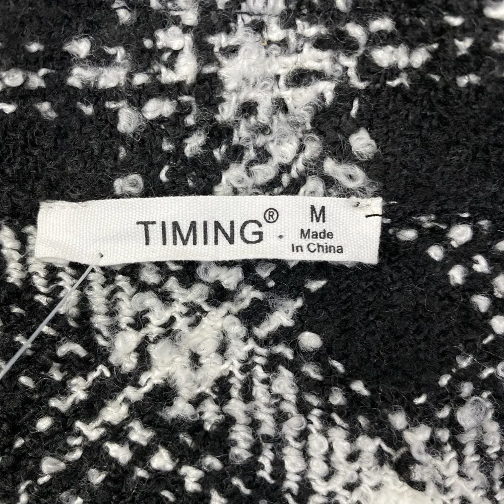 TIMING Shirt Jacket Womens Black/White Sz M Plaid Shacket Wool Flannel Style NWT - Image 3