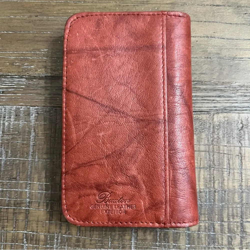 Vintage Buxton Top Grain Cowhide Wallet Snap Closure Red - Image 3