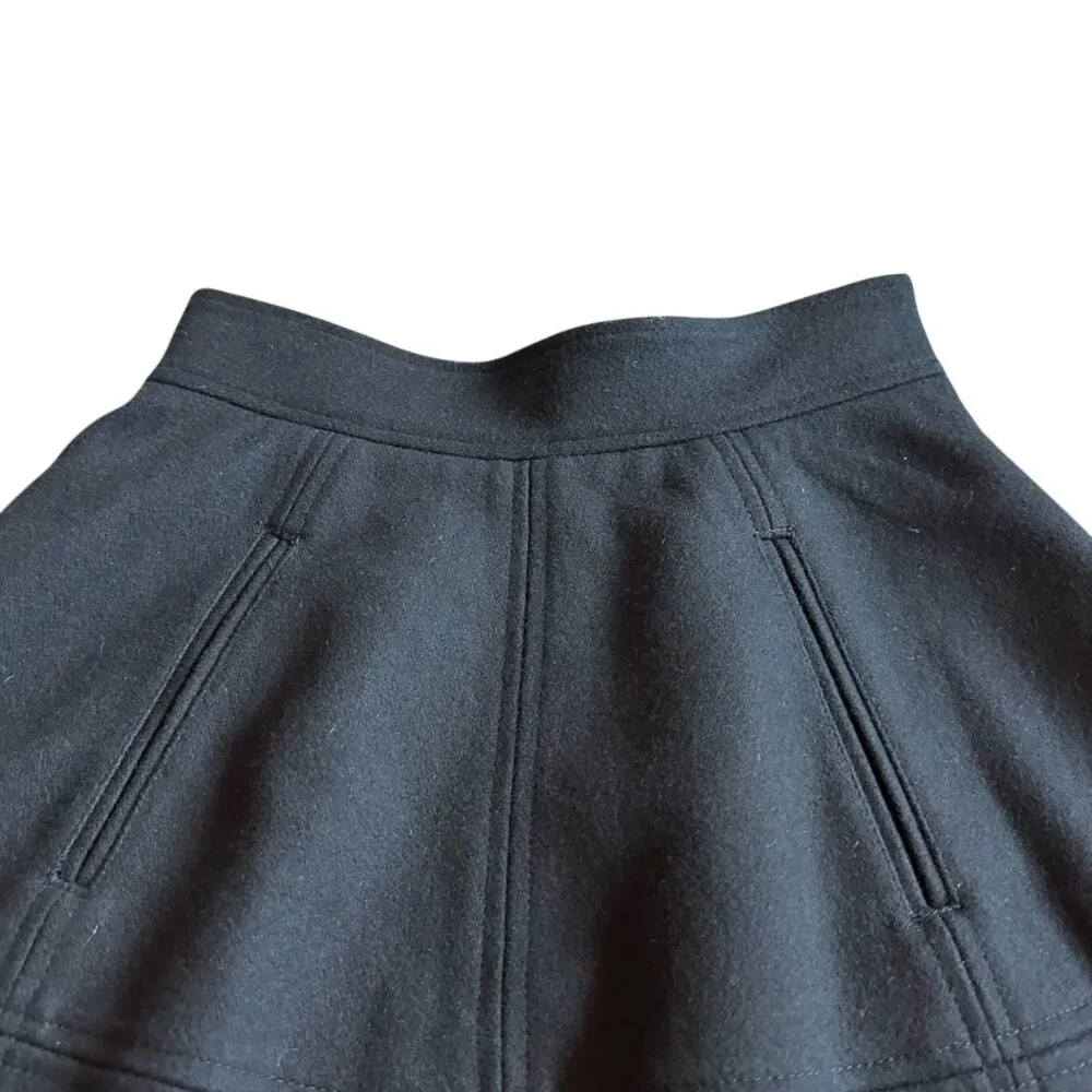 Theory Black A-Line Wool Blend Skirt Mini Length Stitching Size 0 Women's - Image 2