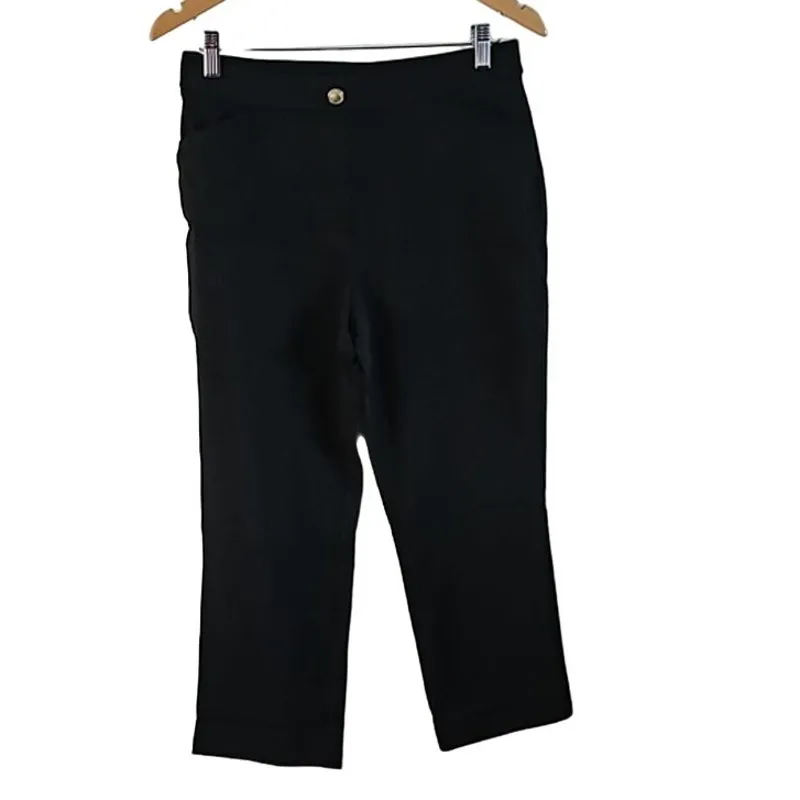 Susan Graver Weekend Essentials Black Slim Crop Pants Size Small Stretch Pull-On - Image 3