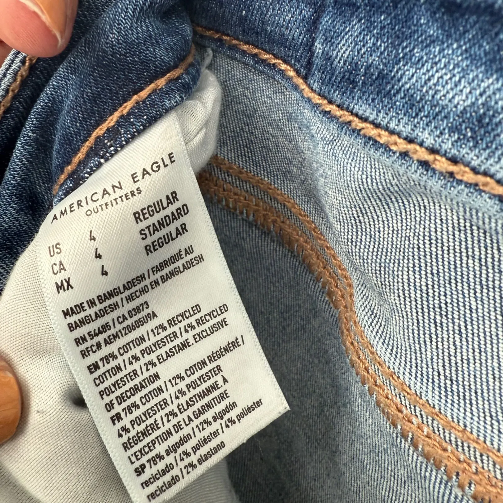 American Eagle Flared Distressed Jeans Blue Denim Next Level Stretch Size 4 - Image 5