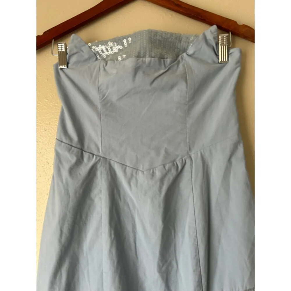 Anthropologie Light Blue Grey Strapless Midi Dress Size 8 - Image 9