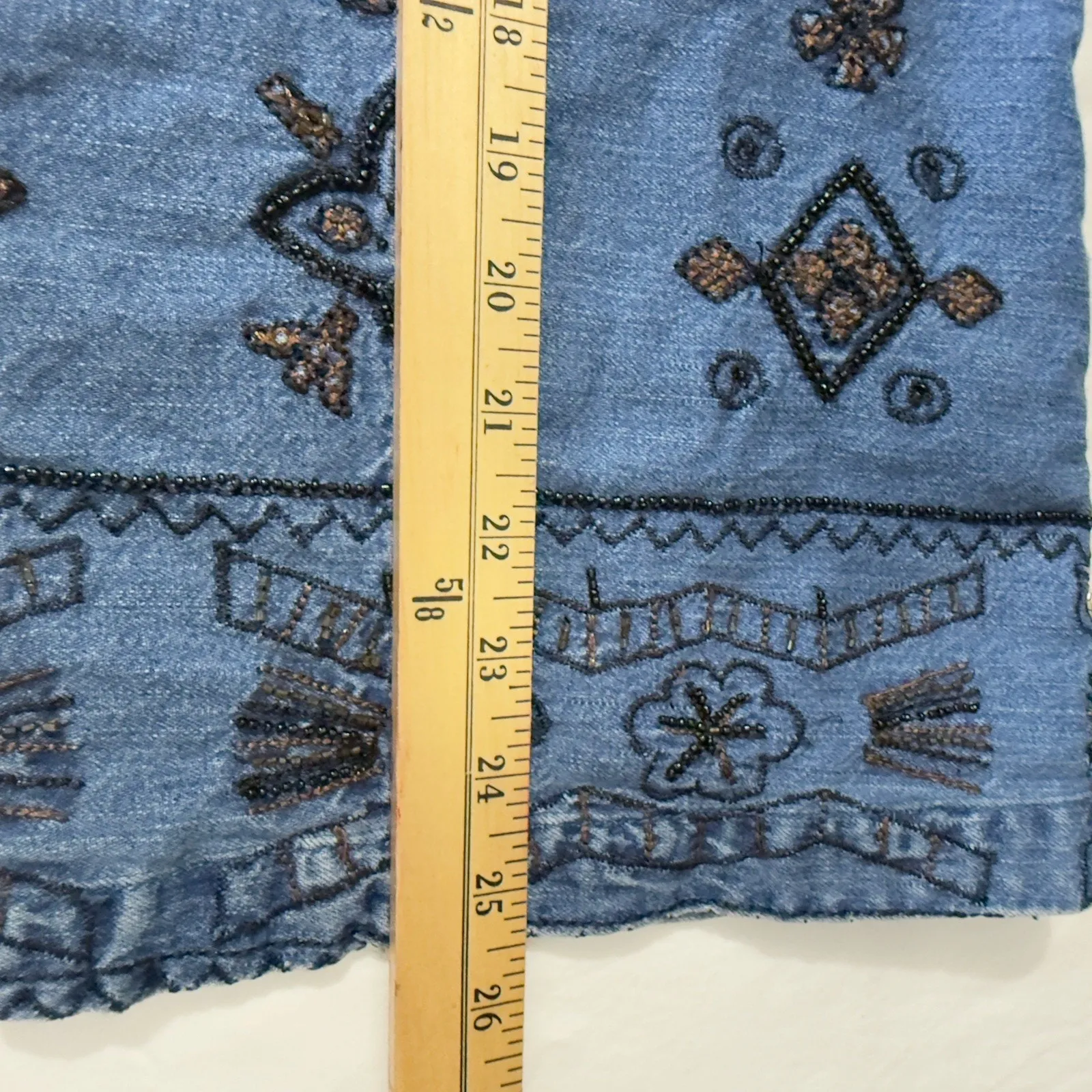 Chico’s Design Embellished Denim Jacket Size 3 Women Beaded Embroidered - Image 14