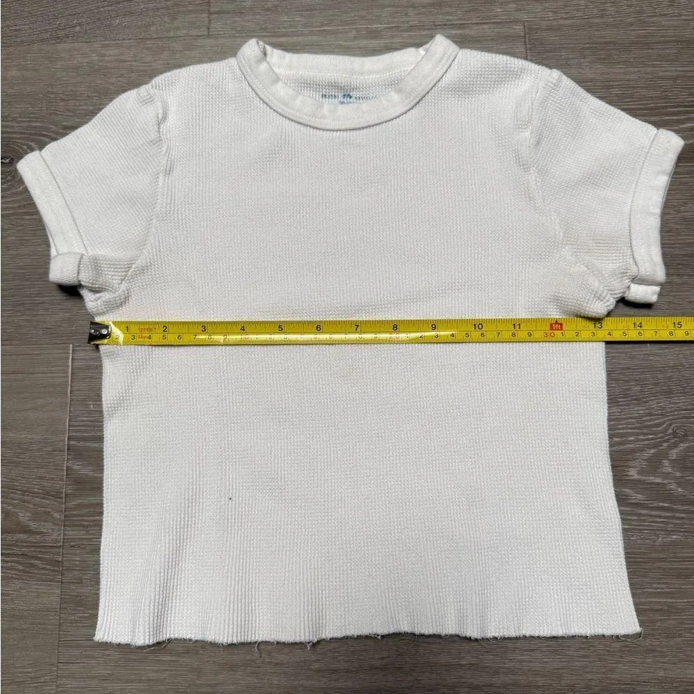 white brandy melville waffle cropped baby tee shirt - Image 2