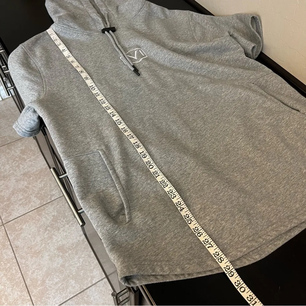 IVI Organic Cotton oversized pullover hoodie, short sleeve, pockets, grey size M Gray Size M - Image 9