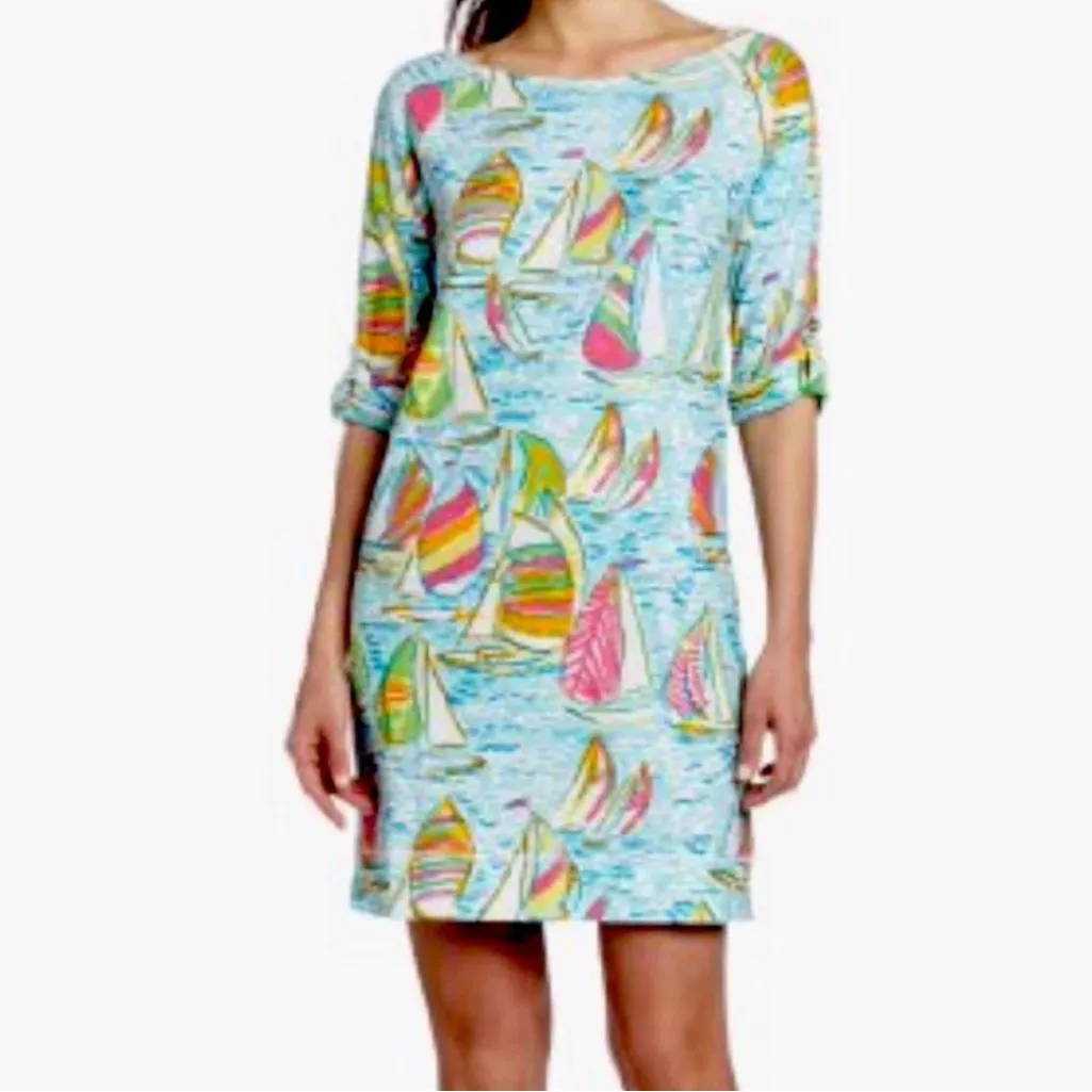 Lilly Pulitzer Camie Dress U Gotta Regatta Sailboat Print Pullover Size XS - Image 13