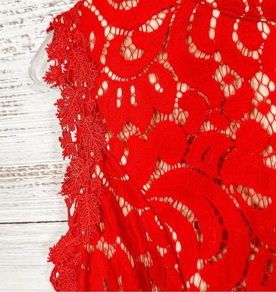 Francesca’s Red Lace Halter Neck Sleeveless Cocktail Mini Party Dress, EUC, Med - Image 6