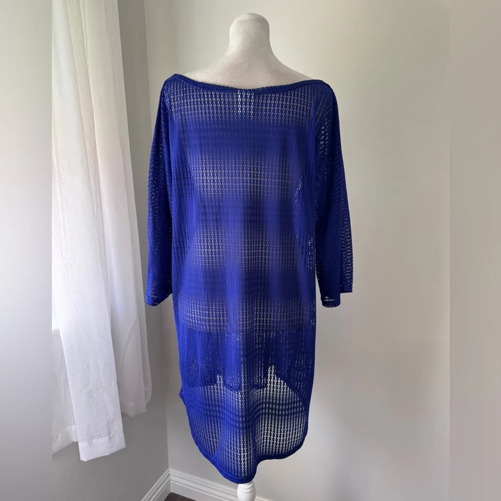O’Neill Royal Blue Mesh V-Neck Half Sleeve Relaxed Fit Swimsuit Cover-Up - Image 6