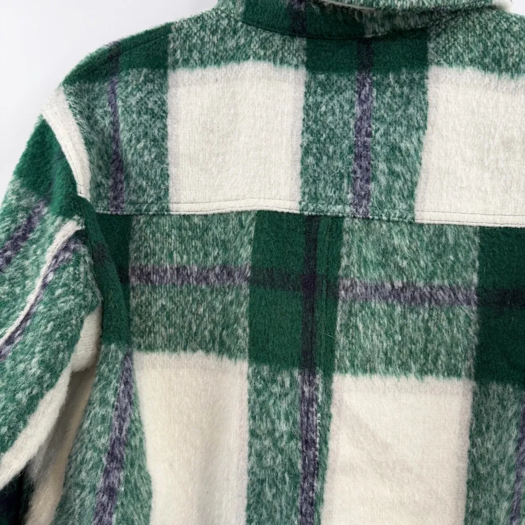 Avec les filles green colorblock plaid button-up "shacket" jacket women's Large - Image 6