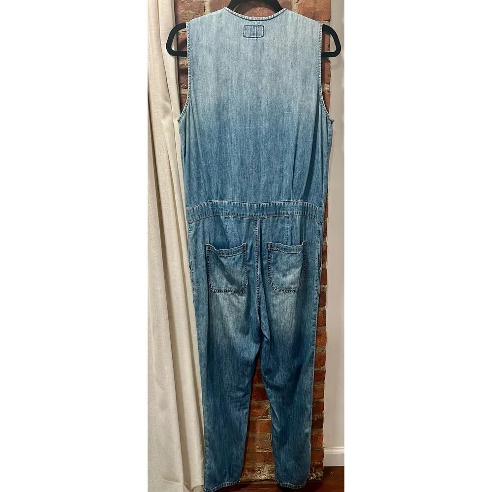 Women’s Minimalist Current/Elliot “The Flight Suit” Denim Jumpsuit 2/4 Blue - Image 5