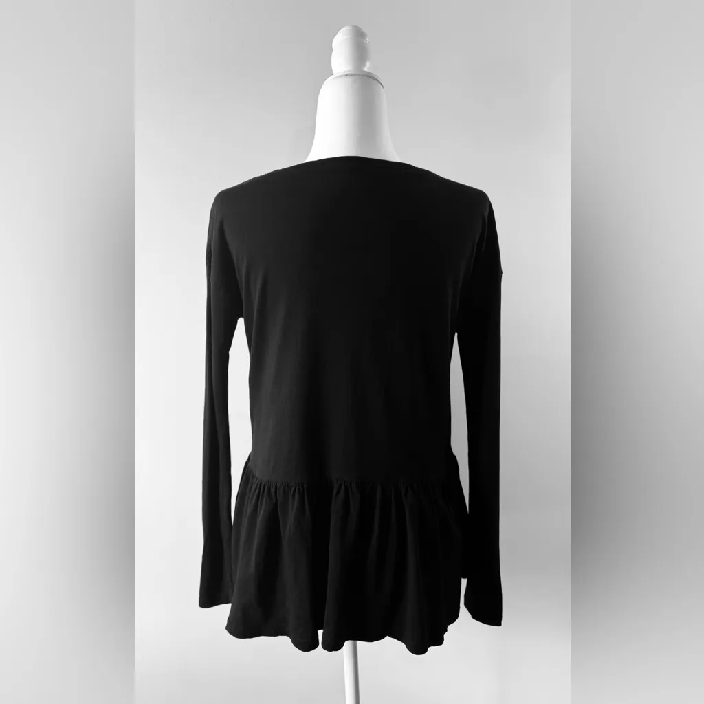 For The Republic Peplum Pocket Black Long Sleeve Tee Size XS - Image 2