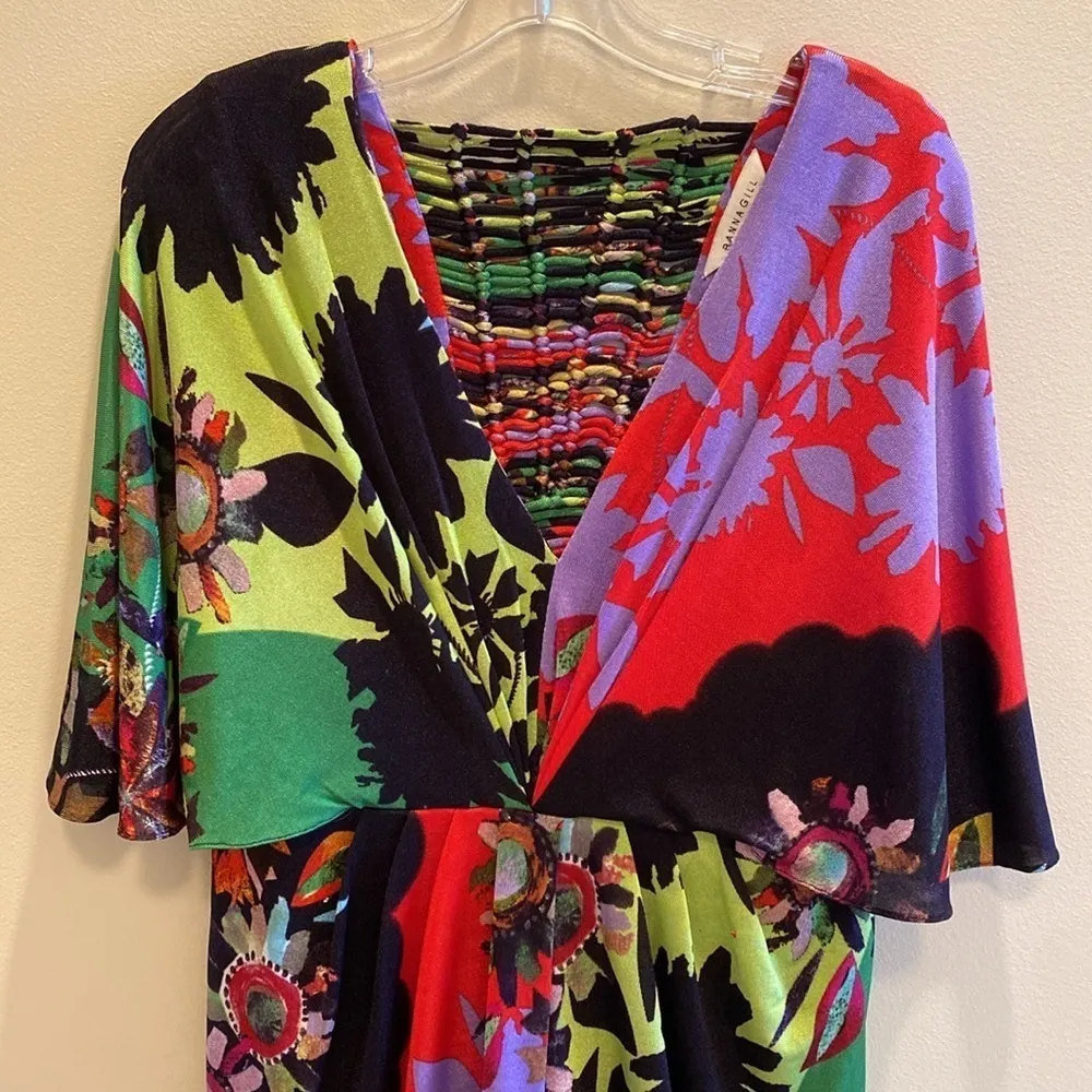 Anthropologie Ranna Gill Sabatina Multicolor Knit Knot Detail Back Dress SMALL Green - Image 5