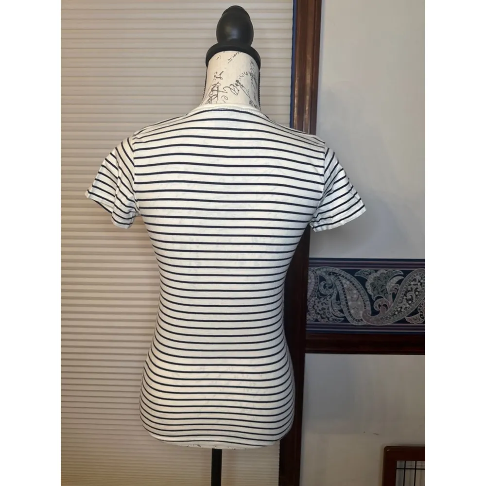 Ralph Lauren Sport Small White & Navy Blue VNeck TShirt - Image 7