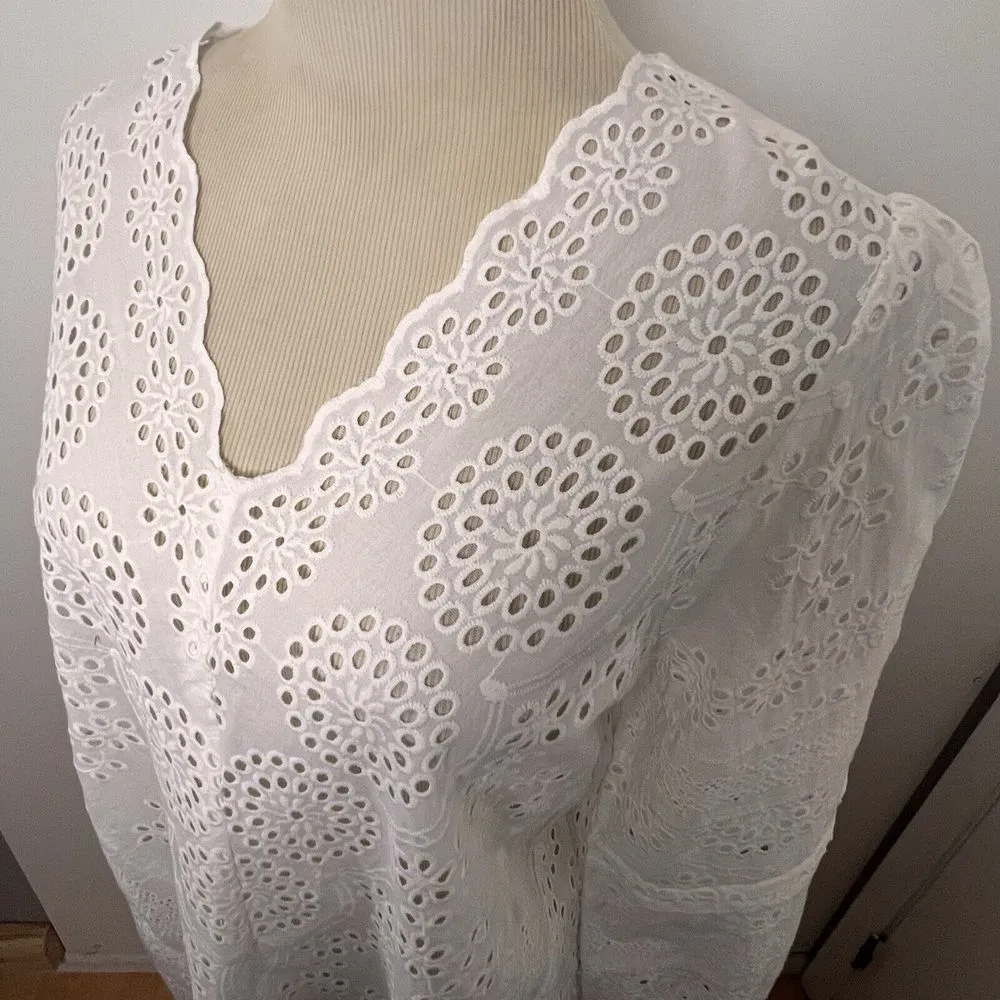 Nwt Tolani Womens White Saylor‎ Eyelet Oversized Top Sundance Collection Sz XS - Image 2