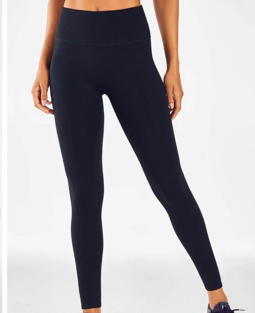 Fabletics High-Waisted Seamless Rib Leggings Size Medium in Swell Blue - Image 8