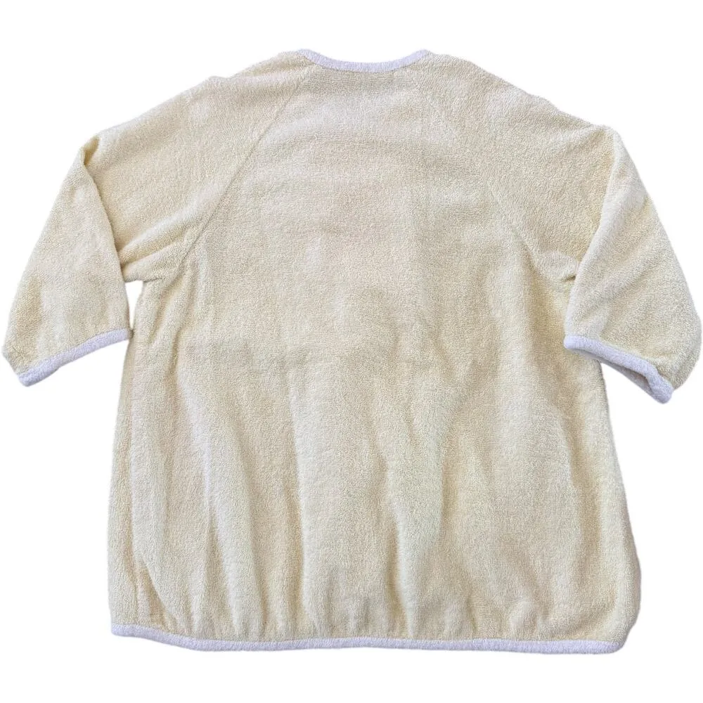 Vintage Terrycloth robe jacket double breasted beach pool vacation yellow medium - Image 10