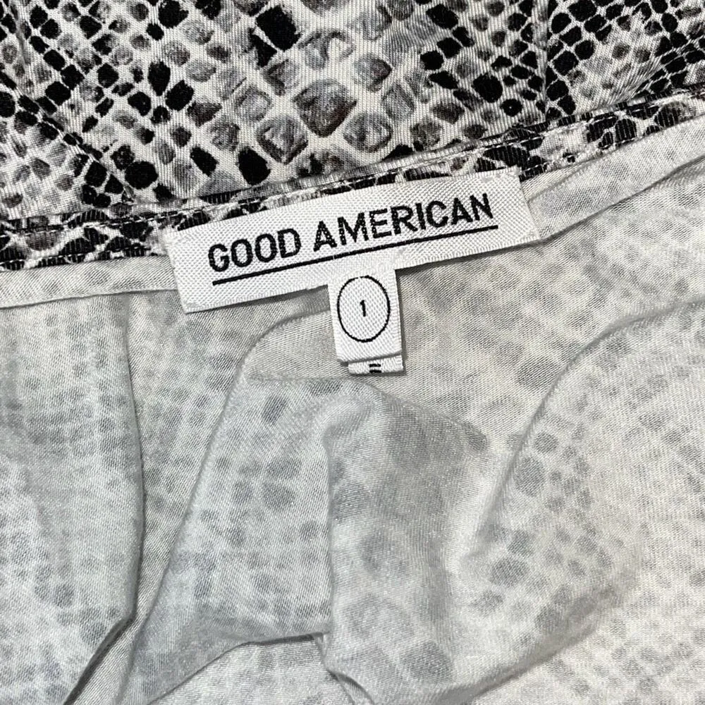 Good American Daynight Women’s Snake Print Long Sleeve Wrap Maxi Dress Black Whi - Image 7