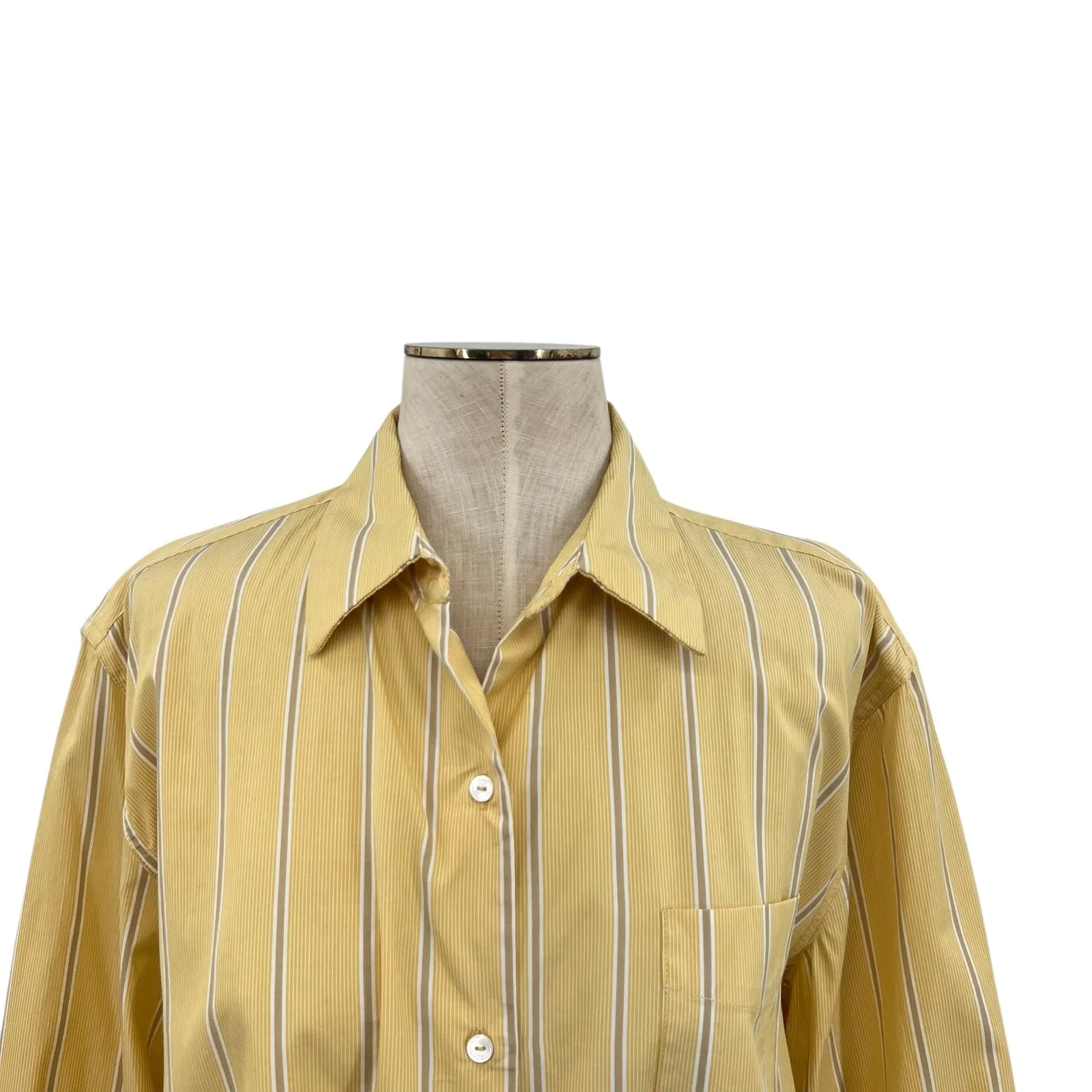 Nili Lotan‎ Kristen Striped Cotton Poplin Shirt Button Down Yellow Size Large - Image 4