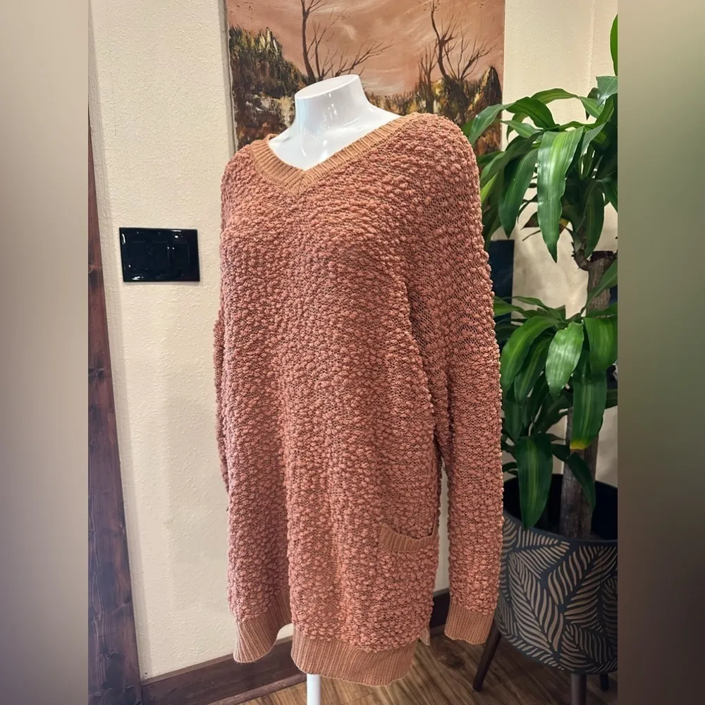 EUC Zenana Premium Outfitters rust color Popcorn Sweater Knit Boutique - Image 2