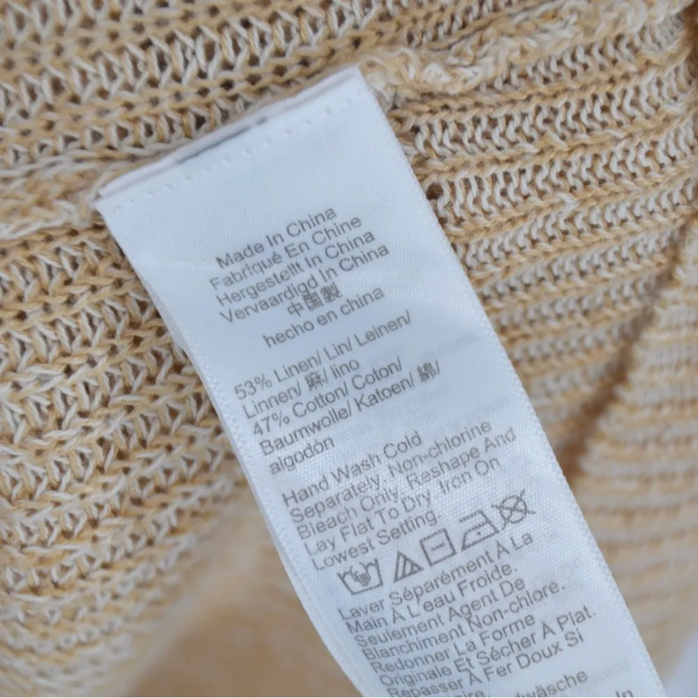 J. Crew Relaxed Cotton Linen Blend Cardigan Sweater Knit in Tan Women's S - Image 7