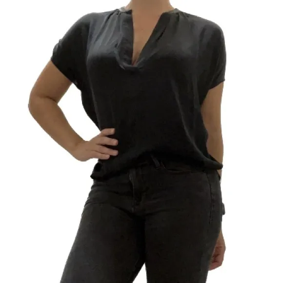 Vince Silk Blouse with leather collar - Image 25