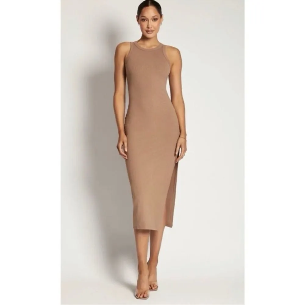 ✨MESHKI Viola Ribbed Racer Back Tank Midi Latte Sz Large Dress✨ - Image 9