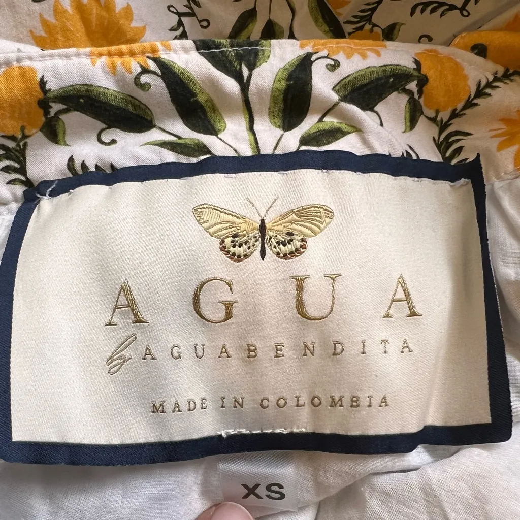 Agua by Agua Bendita Naranja Mimosa Halter Yellow Floral Maxi Dress Size XS - Image 9