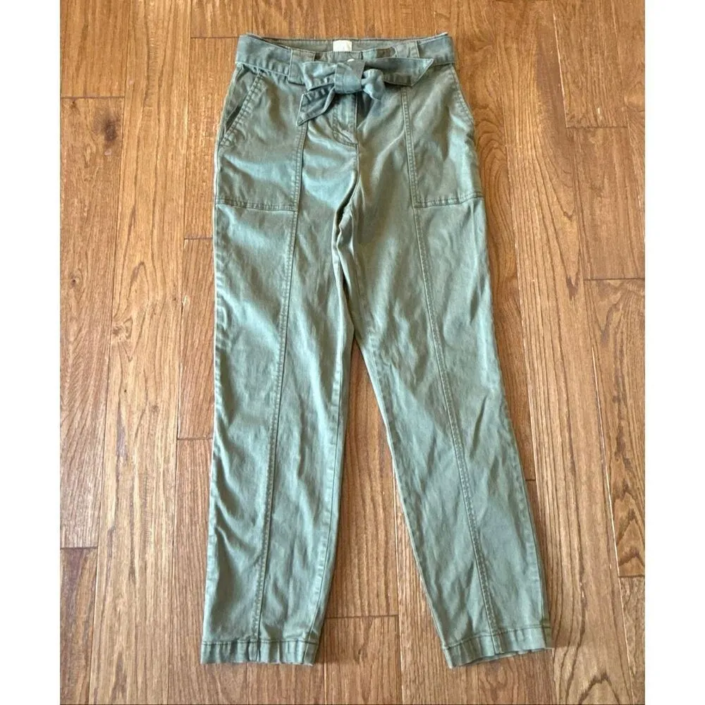 Joie green utility seam front tie waist tapered pant small - Image 9