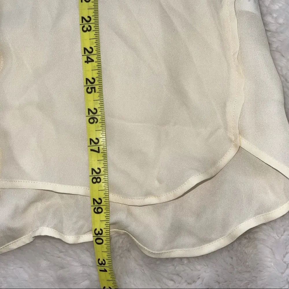 Cream Silk Button Front Sheer Sleeveless Blouse - Image 9