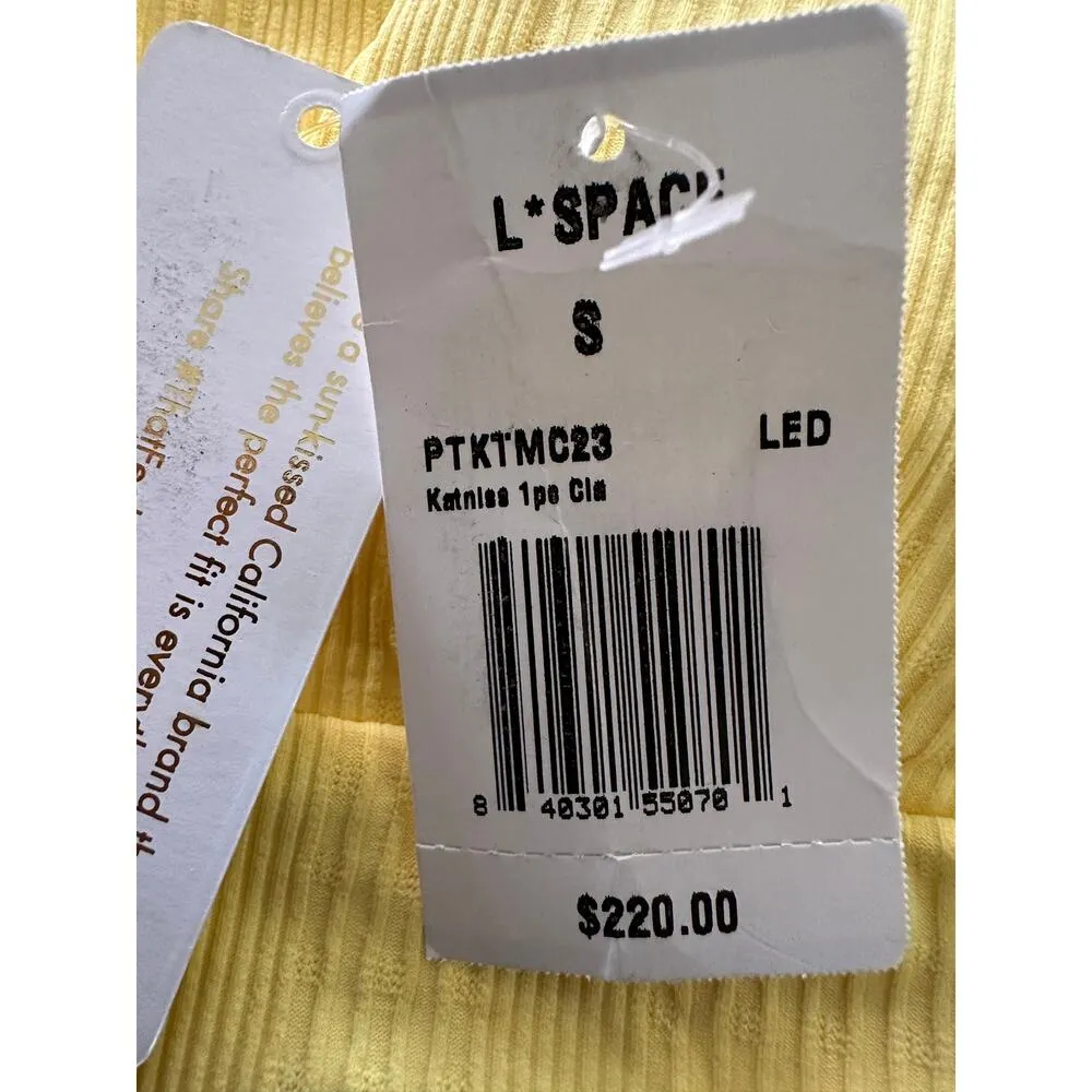 Lspace Katniss One Piece Swimsuit Size Small Yellow Ribbed Thick Straps - Image 6