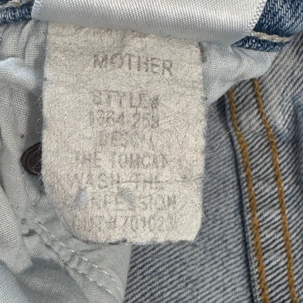 Mother Superior SZ 25 The Tomcat Jeans The Confession Distressed Rips Cropped Blue - Image 13