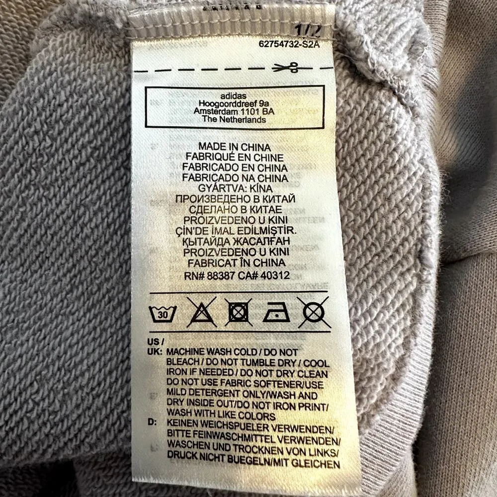 Adidas Original RYV Cropped Hoodie Back Chest Print Logo Rib Knit Lilac Small - Image 5