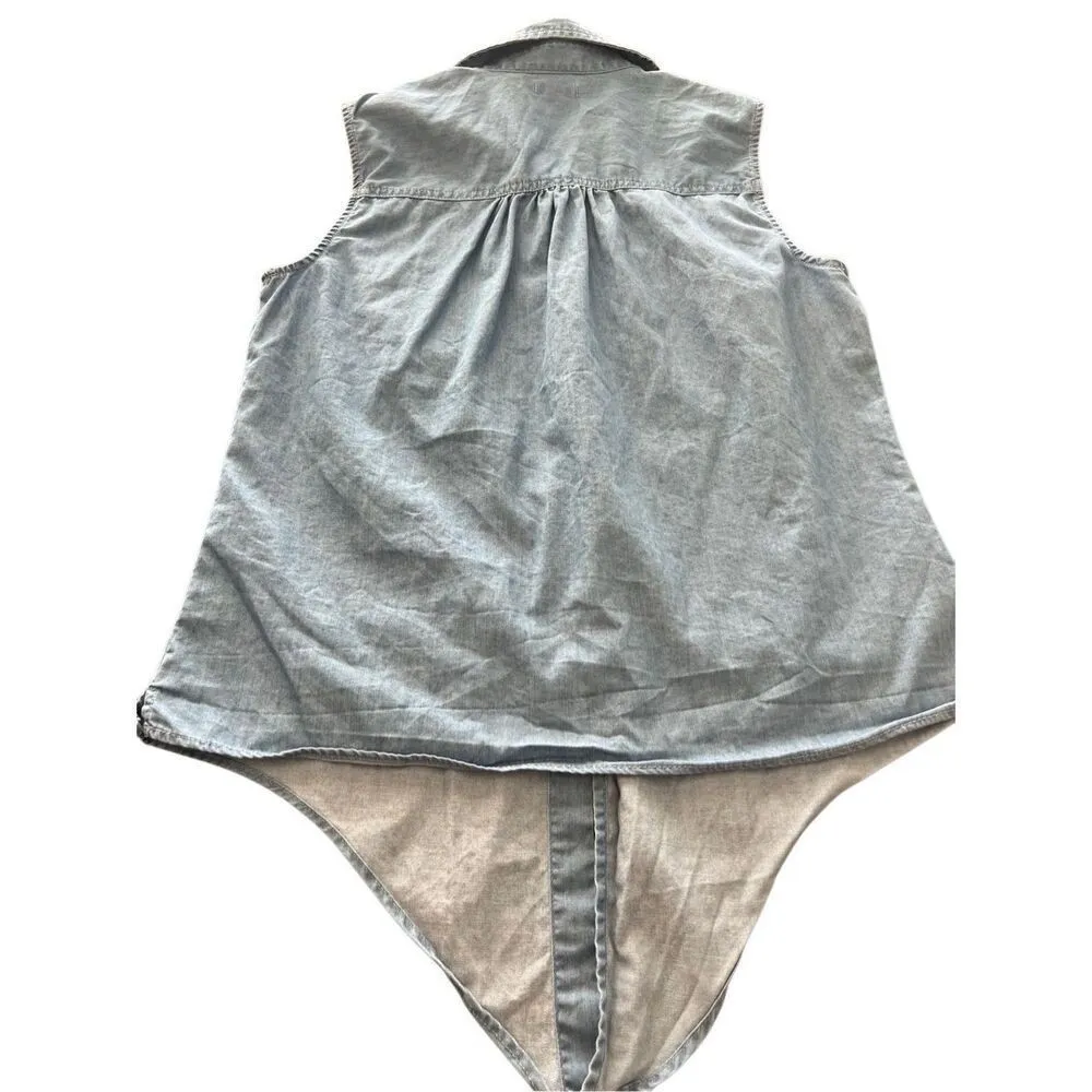 J. Crew denim Sleeveless Blouse size S Blue - Image 6