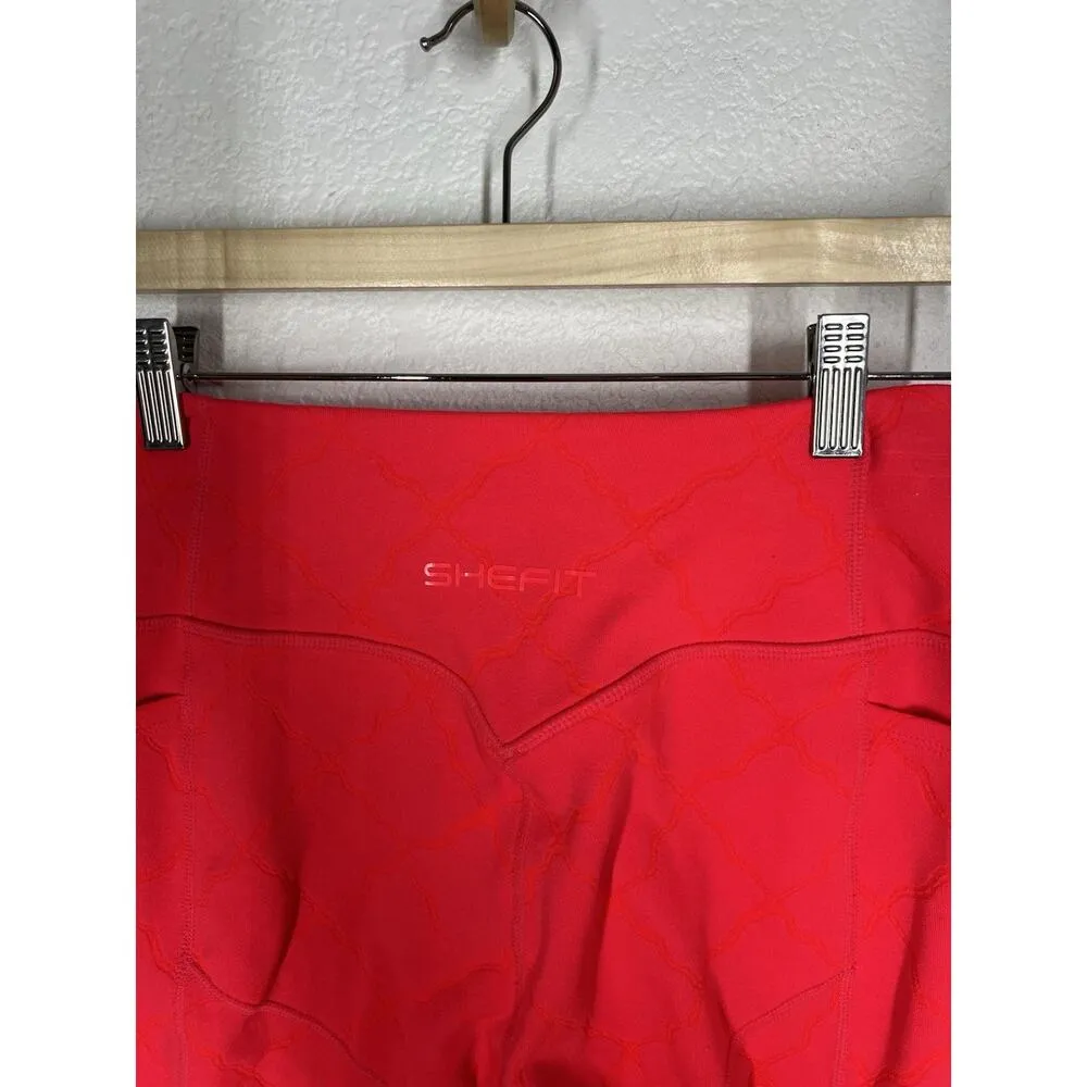 Shefit Neon Jacquard Leggings Luxe Large Workout Pocket Pink - Image 4