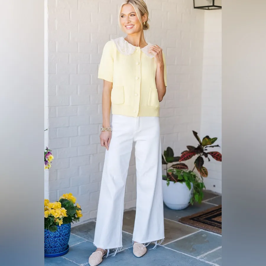 Entro  Be There Lemon Yellow Cardigan Size Small - Image 11