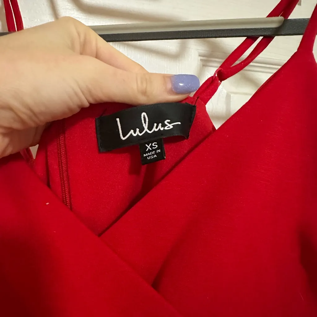 Lulu's Vibrant Red Asymmetrical Dress Size XS - Image 3