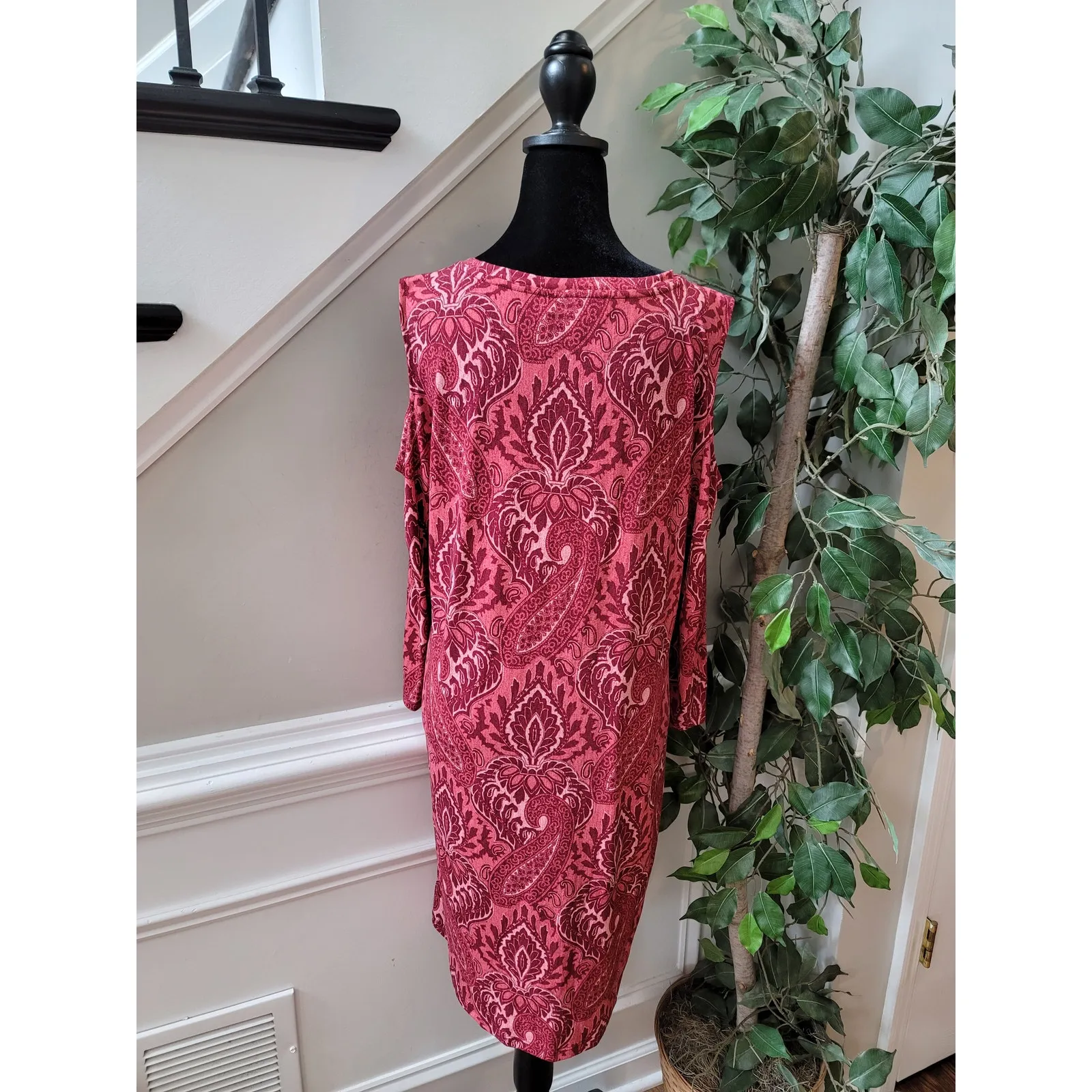 Michael Michael Kors Shirt Dress Women's Large Red Pink Polyester Long Sleeves - Image 4