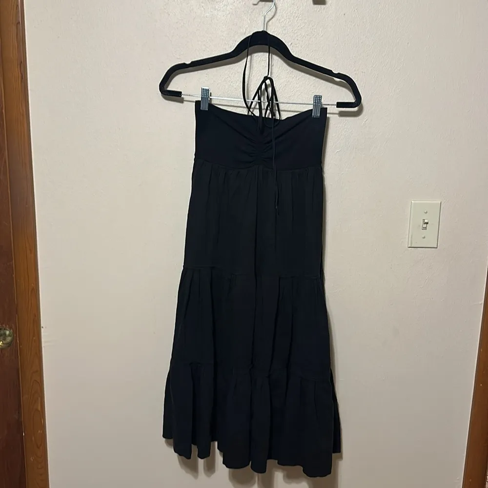 Theory Melcia black linen halter tiered cover up dress One Size‎ Fits Most - Image 3