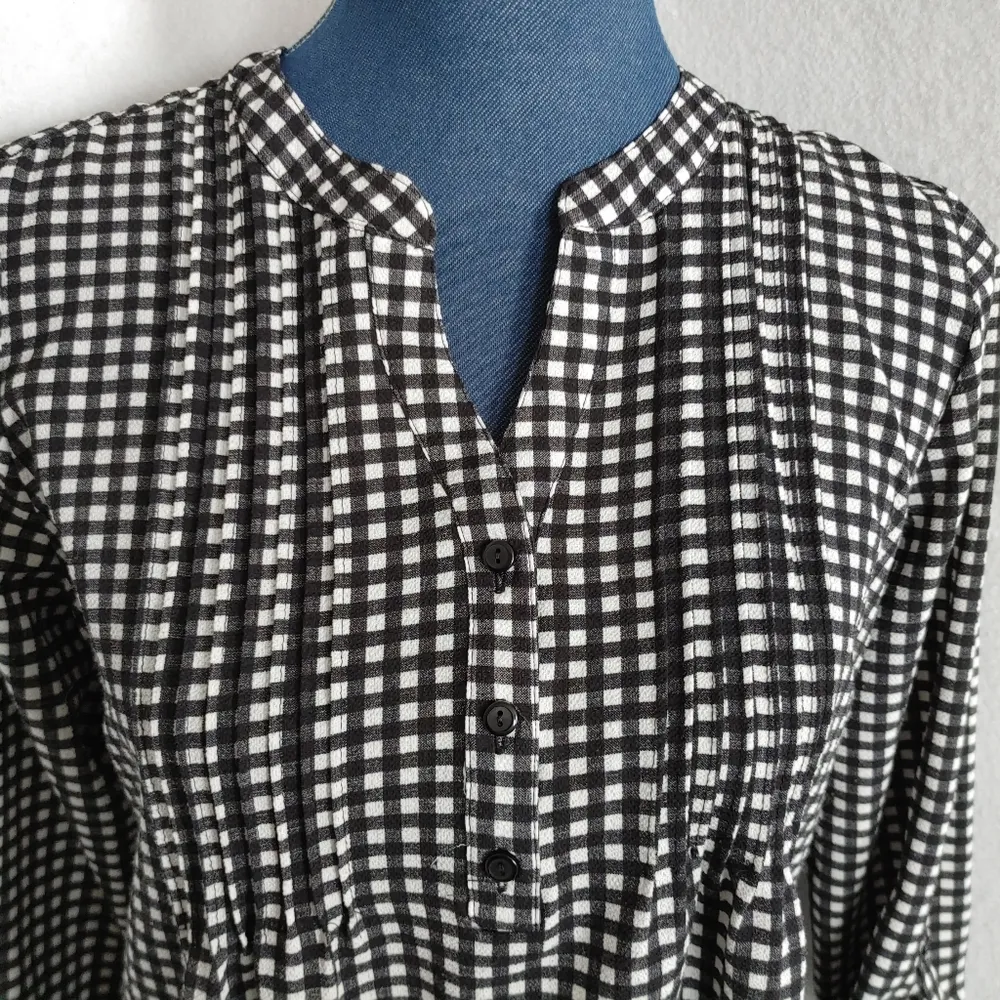 Studio Works Black White Pintucked Gingham Top - Image 4