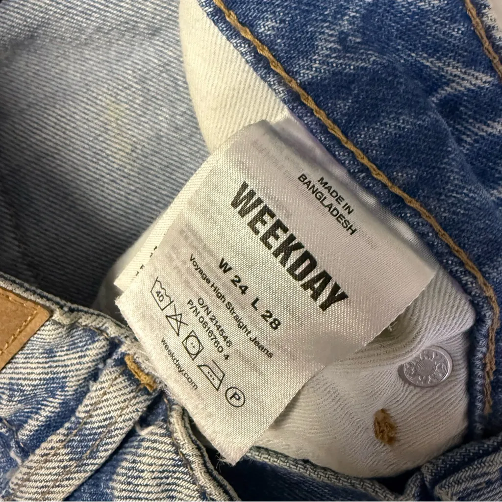 Weekday Voyager High Rise Straight Jeans 24 x 28 Light Wash ASOS - Image 7