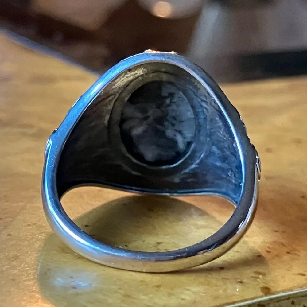 Genuine White Buffalo Sterling Silver Ring Size 9 - Image 5