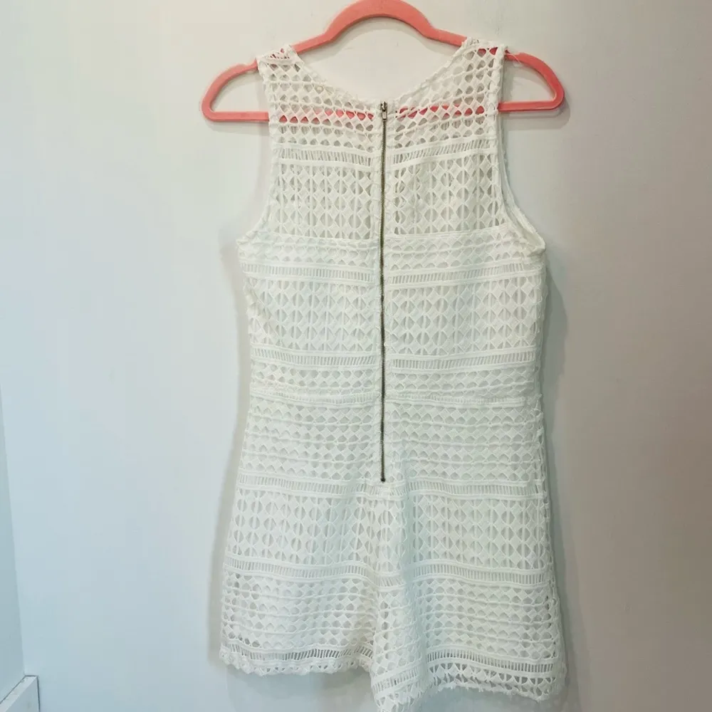 Just Me boutique white Lace crochet Romper size Medium - Image 3