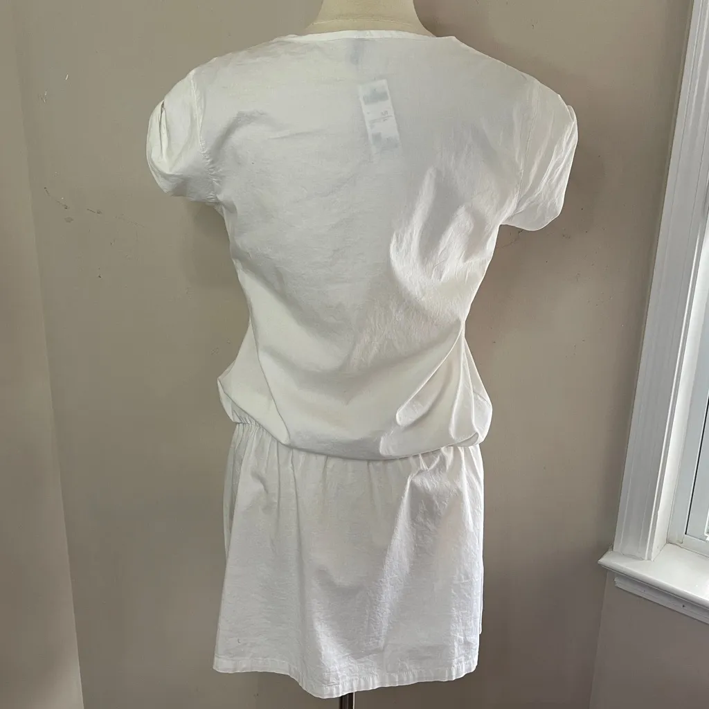 NWT UNITED COLORS OF BENETTON Cotton Poplin Cap Sleeve Mini Dress, Medium - Image 5